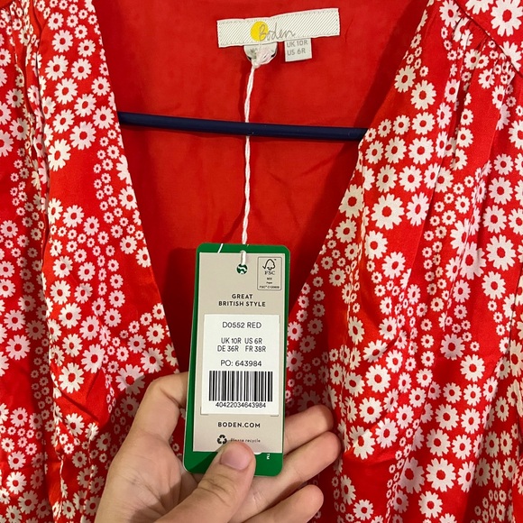 Boden NWT Red Satin Tea Dress- Size 6R - Picture 9 of 11